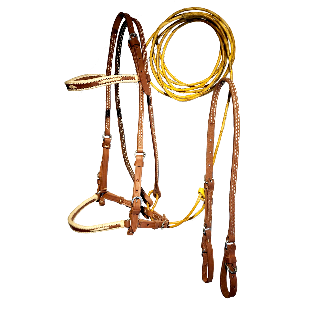 APERO CABEZA EN CUERO LOMILLADO CON FIGURAS SIN RIENDA