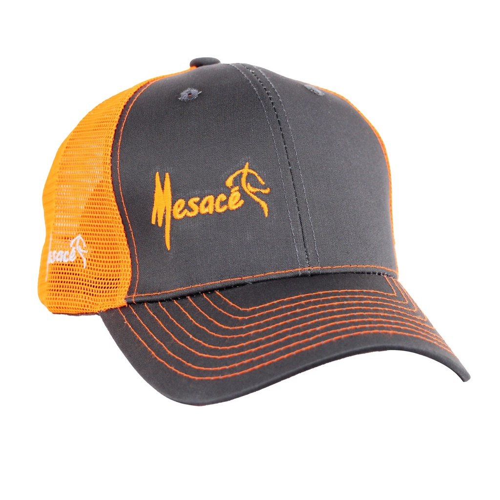 GORRA LOGO MESACE GRIS X NARANJA.