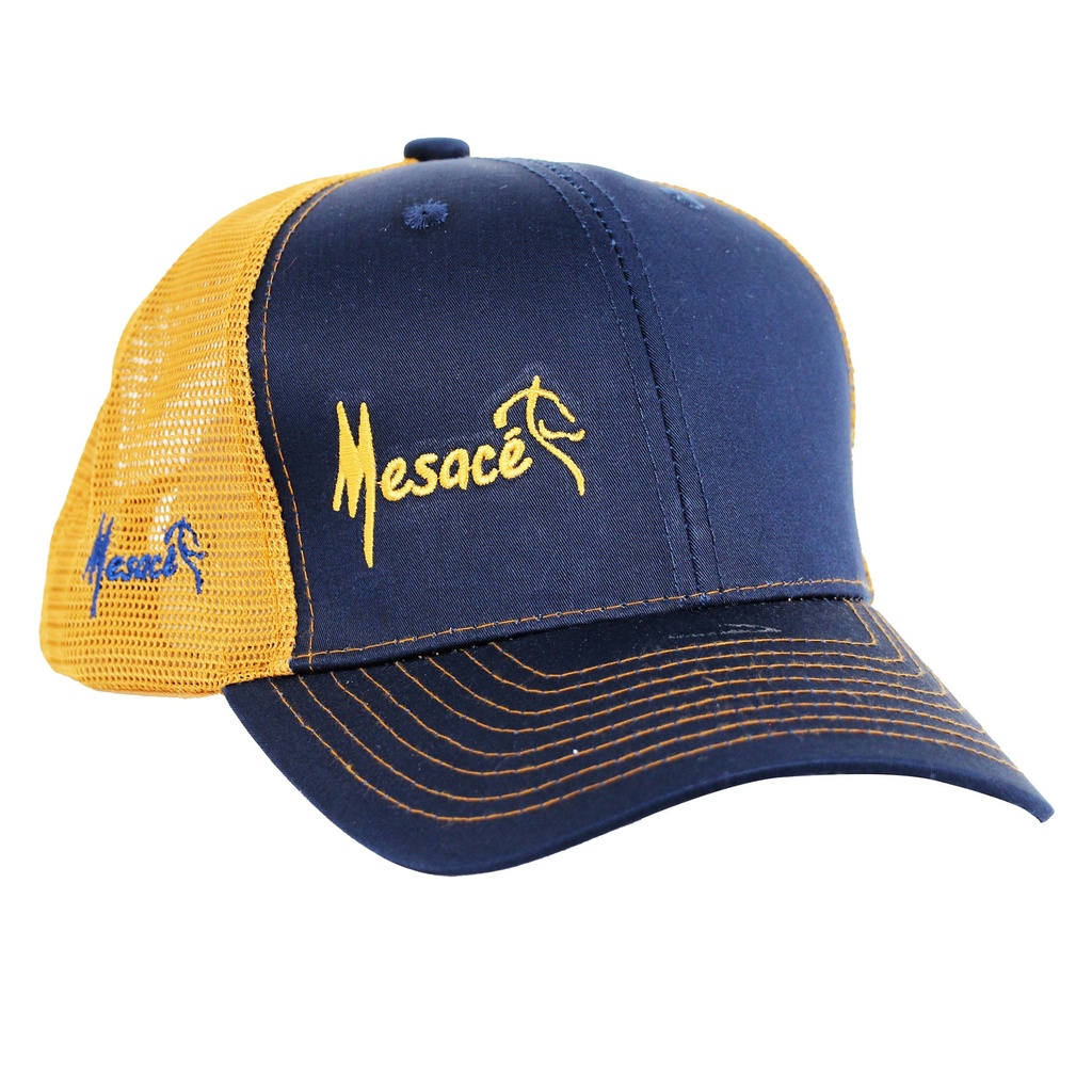 GORRA LOGO MESACE AZUL X NARANJA.