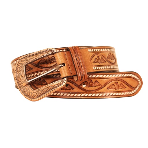 WESTERN LEATHER BELT EAGLE WHITE EDGE