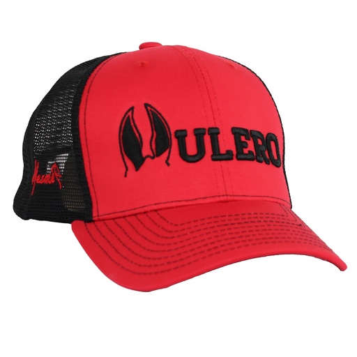 GORRA MULERO MESACE ROJO X NEGRO.